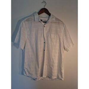 Coastal Old Navy Everyday Shirt Men XL White Tonal Stripe Short Sleeve Button Up